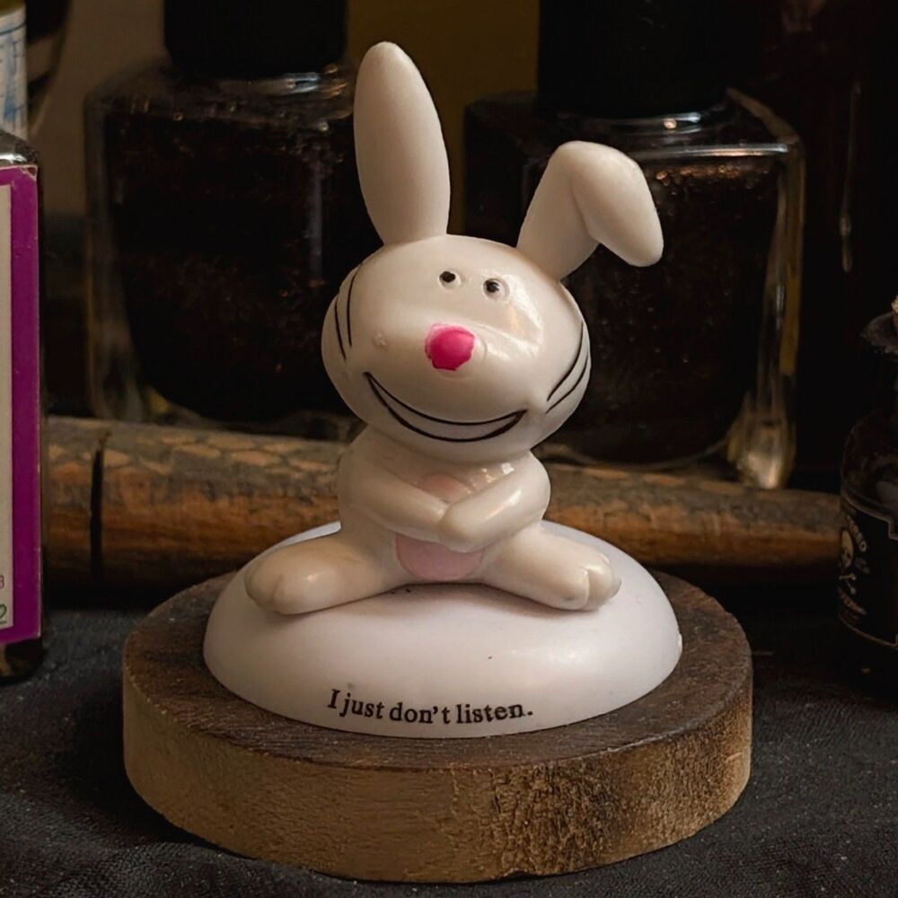 Jim Benton It's Happy Bunny Mini Figurine White I Just Don't Listen